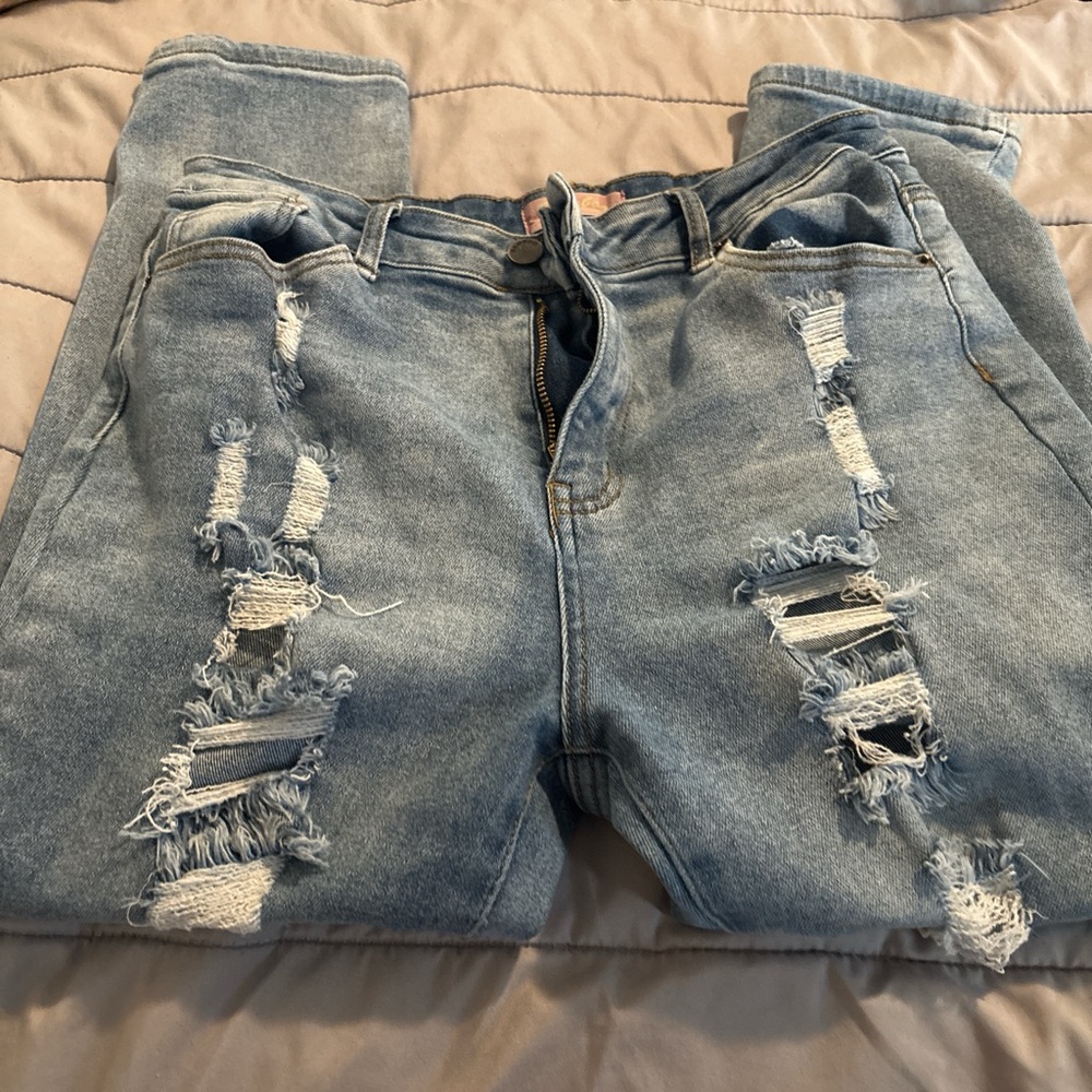 BAMBOO Light Blue Distressed Boyfriend Jeans